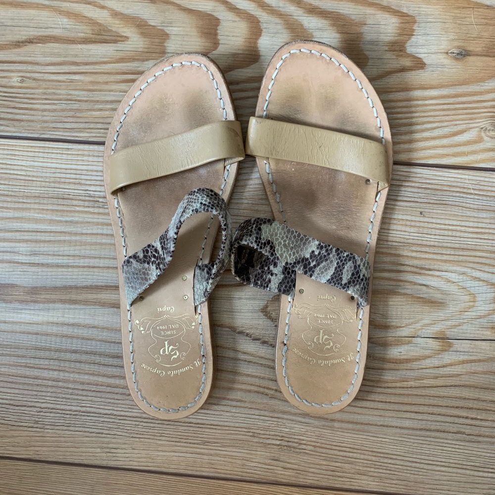 Snakeskin strap sandals from Italy